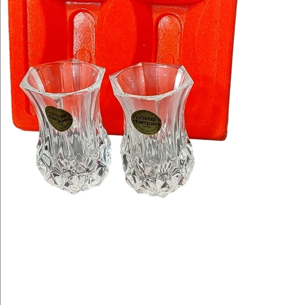 CRISTAL D'ARQUES FRANCE VIOLETTE‎ SET OF 2 BUD VASE